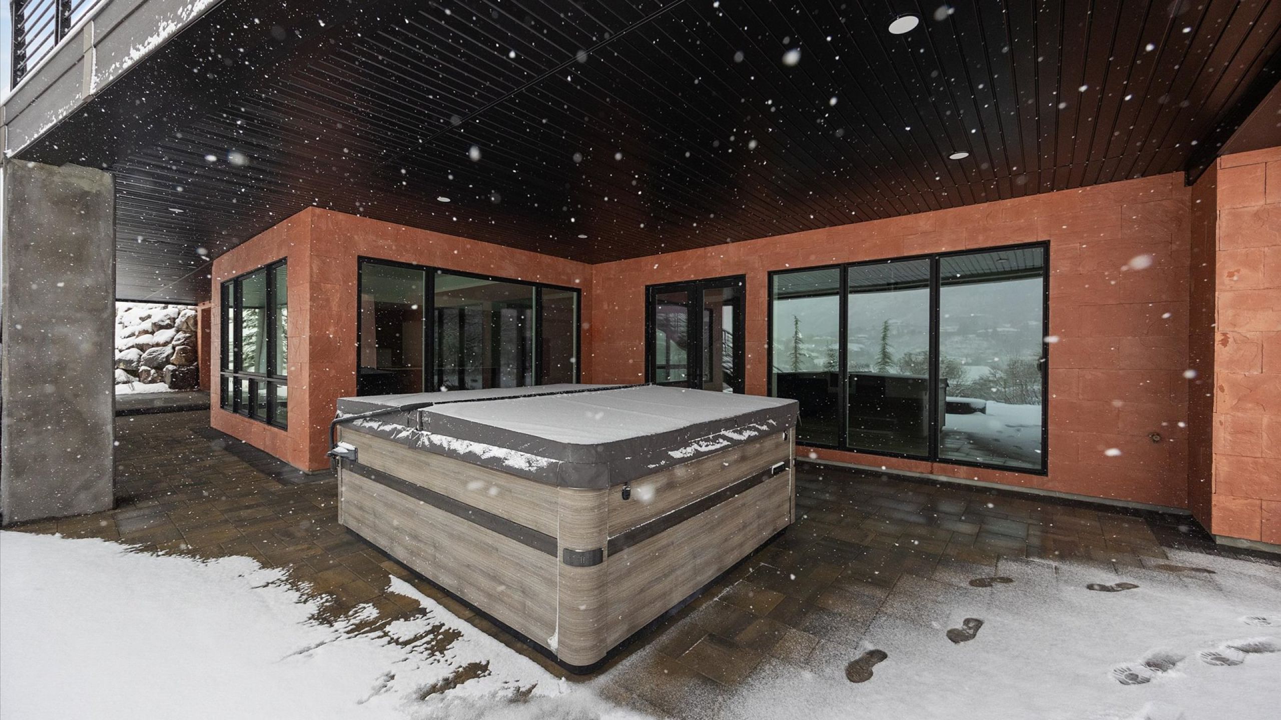 Wooden Terrace Patio Area with a Hot Tub